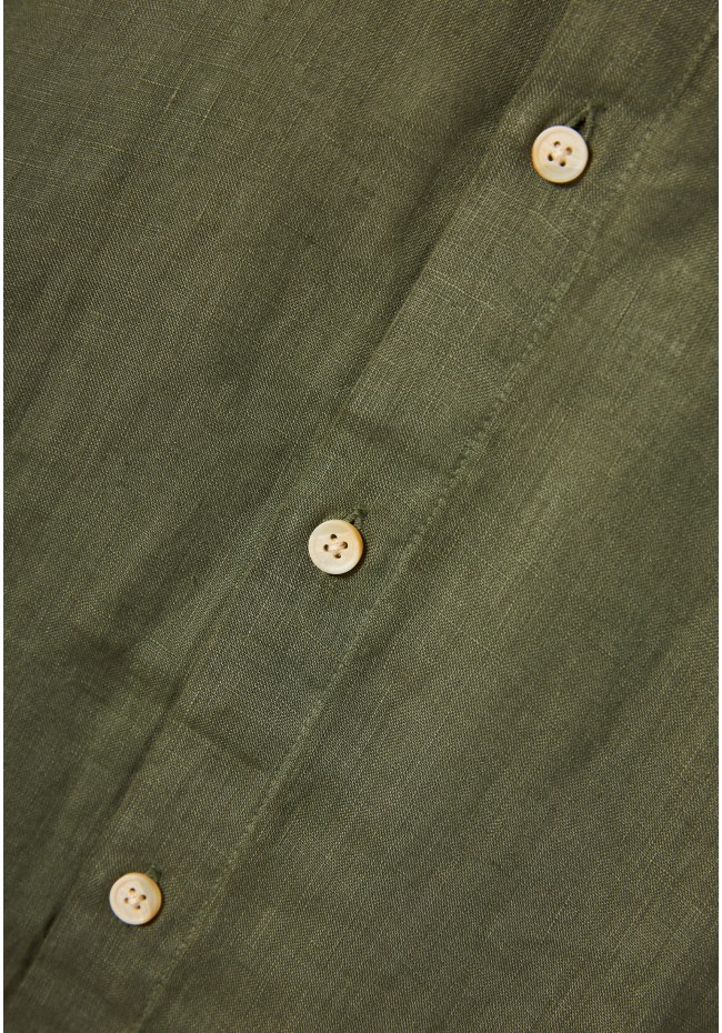 Garment dyed λινό πουκάμισο με λαιμό mao