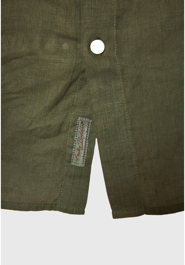 Garment dyed λινό πουκάμισο με λαιμό mao