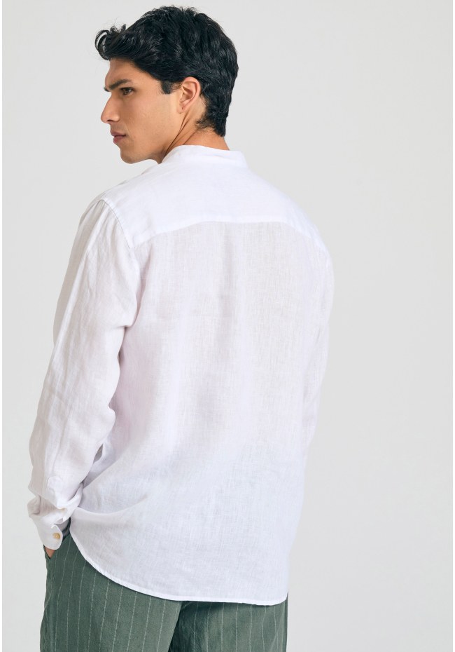 Garment dyed λινό πουκάμισο με λαιμό mao