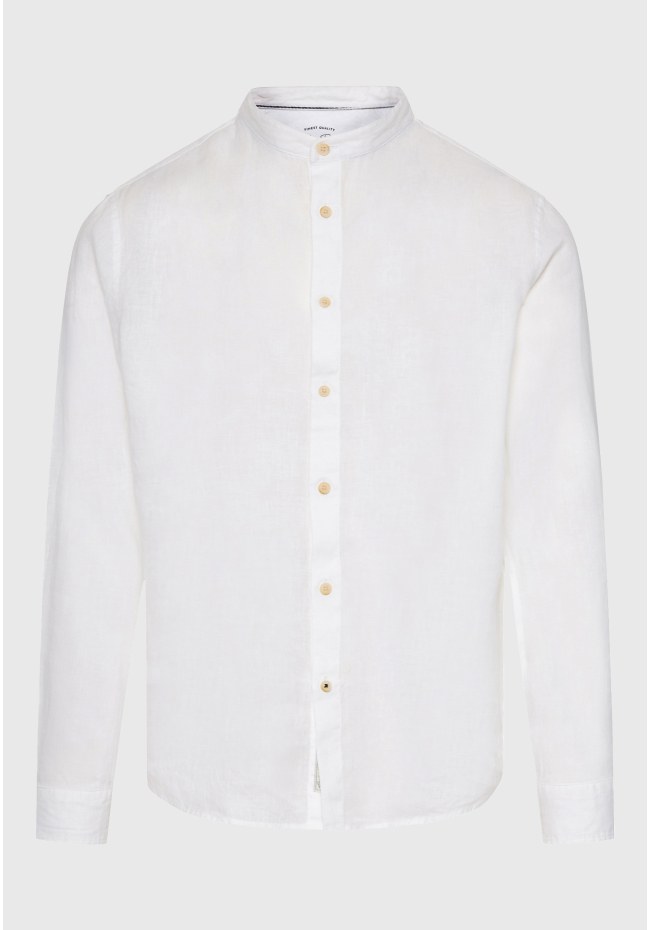 Garment dyed λινό πουκάμισο με λαιμό mao