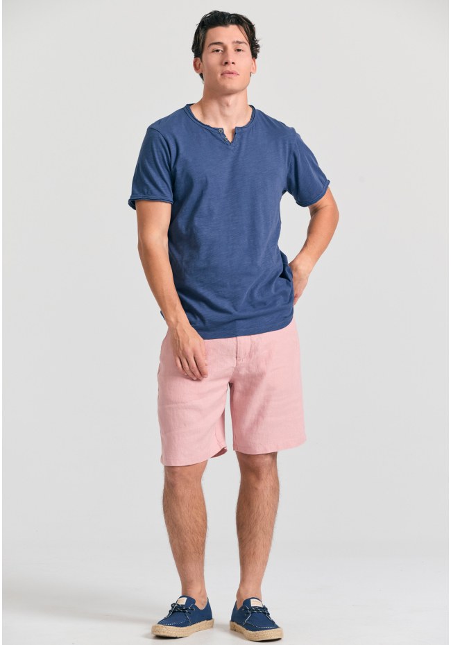 T-shirt with henley neck and raw cuts - The essentials