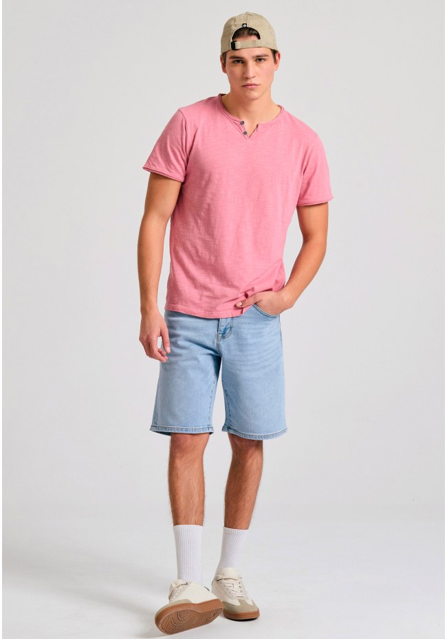 T-shirt with henley neck and raw cuts - The essentials