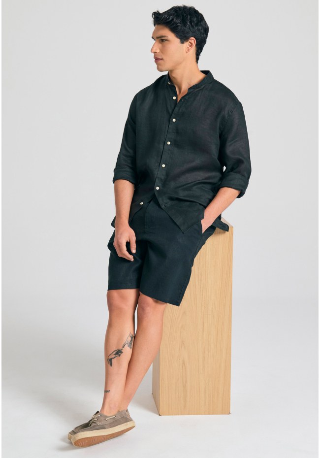 Ανδρική comfort fit λινή βερμούδα