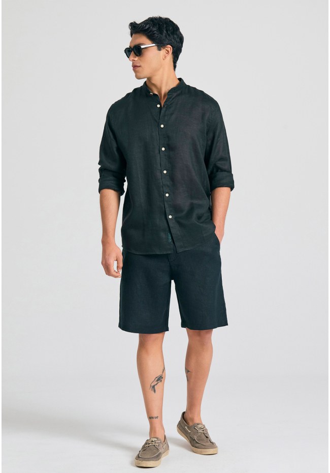 Ανδρική comfort fit λινή βερμούδα