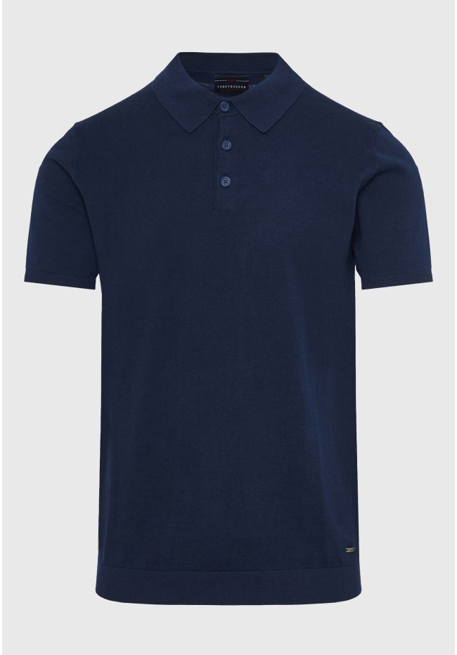 Πλεκτή polo μπλούζα σε μελανζέ πλέξη