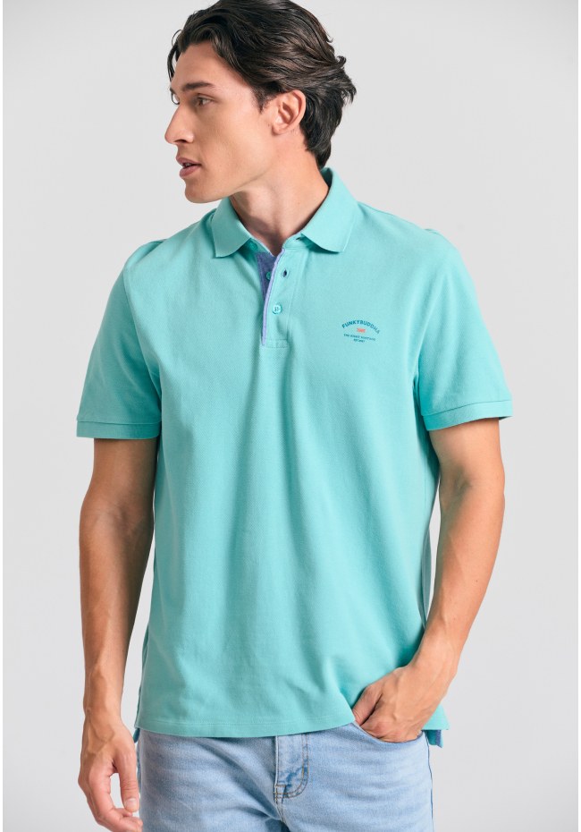 Polo shirt with printed artwork on the chest