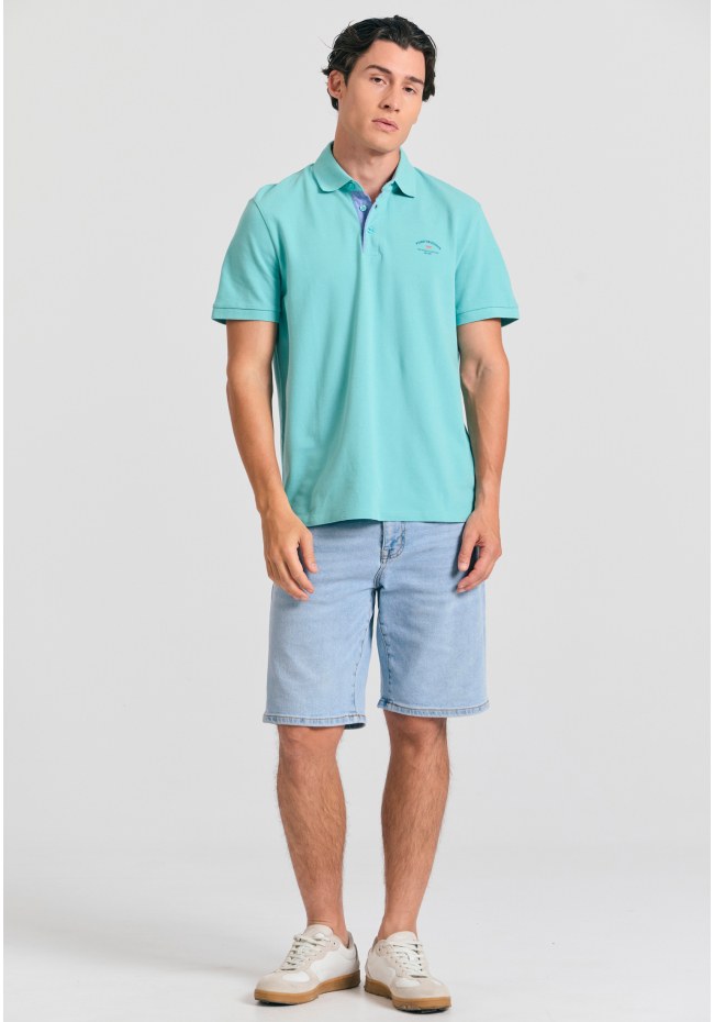 Polo shirt with printed artwork on the chest