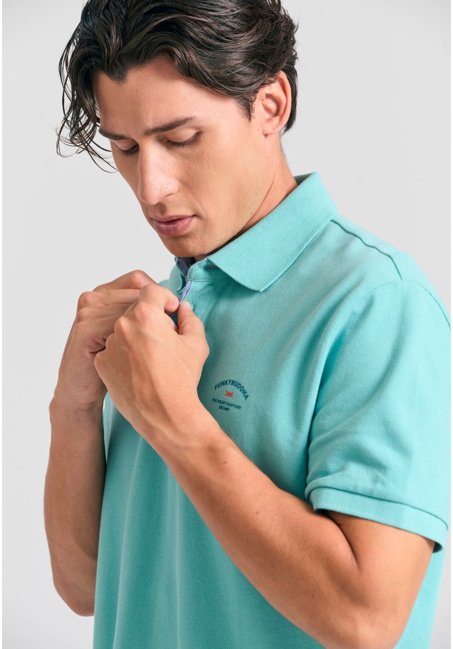 Polo shirt with printed artwork on the chest