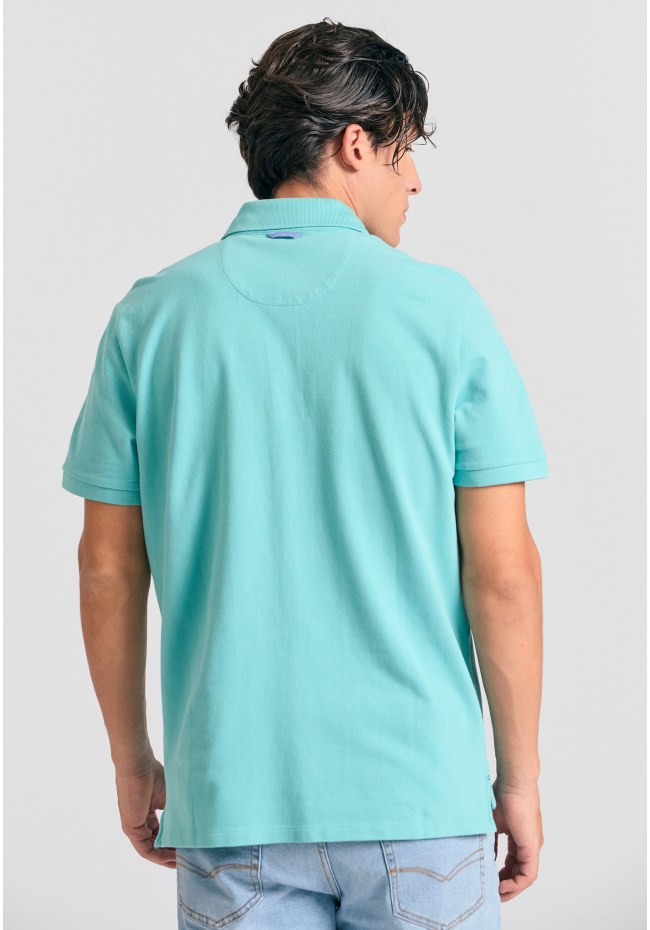 Polo shirt with printed artwork on the chest