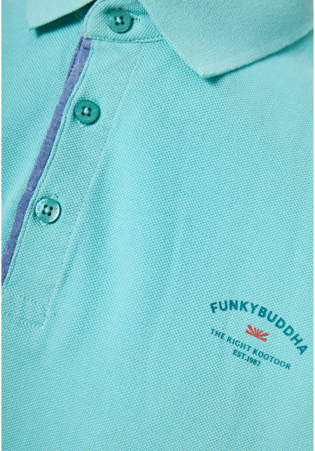 Polo shirt with printed artwork on the chest