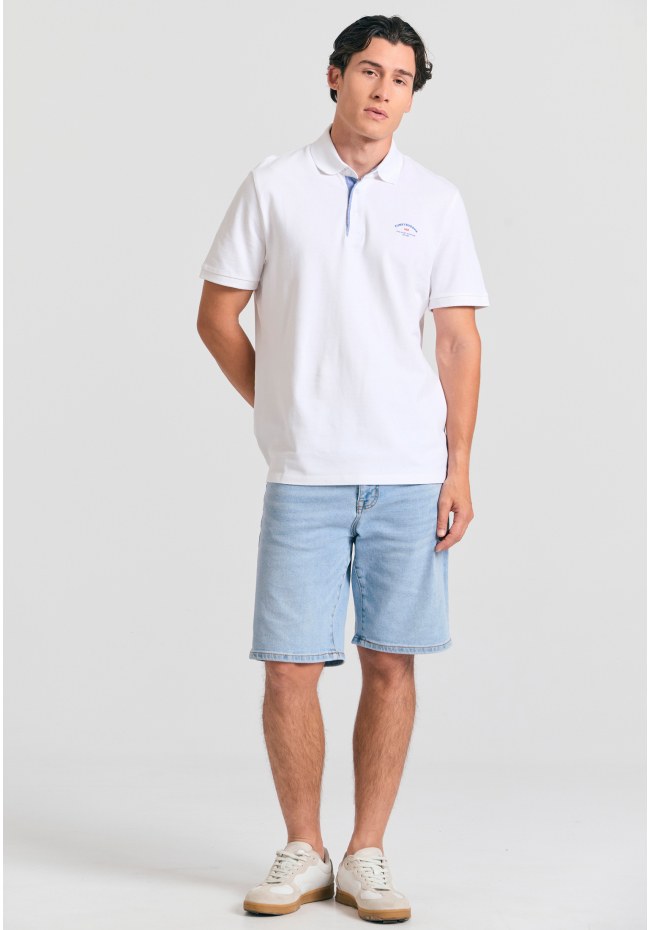 Polo shirt with printed artwork on the chest