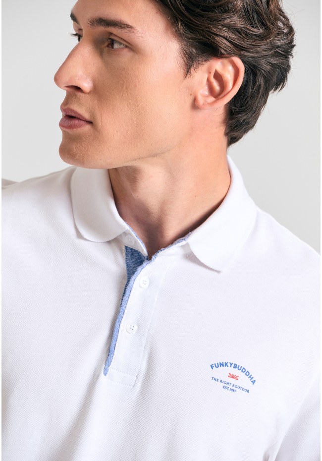 Polo shirt with printed artwork on the chest