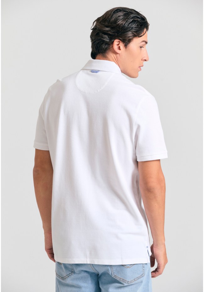 Polo shirt with printed artwork on the chest