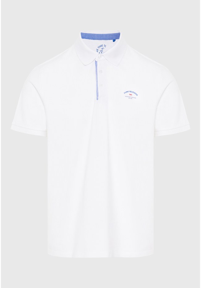 Polo shirt with printed artwork on the chest
