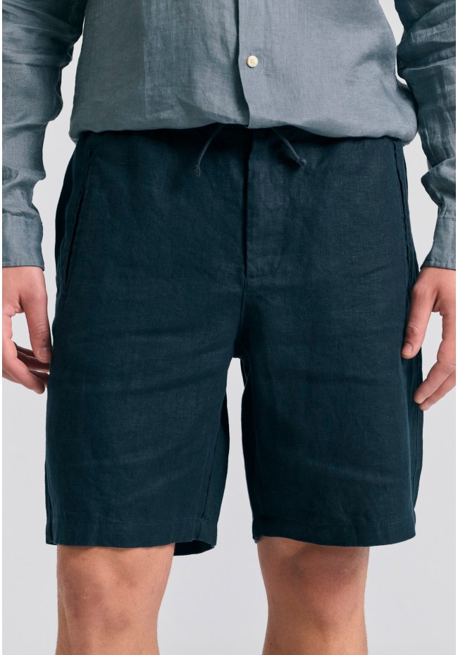 Comfort fit garment dyed λινή βερμούδα