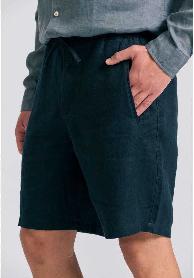 Comfort fit garment dyed λινή βερμούδα