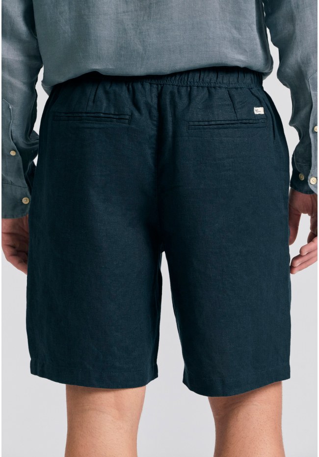 Comfort fit garment dyed λινή βερμούδα