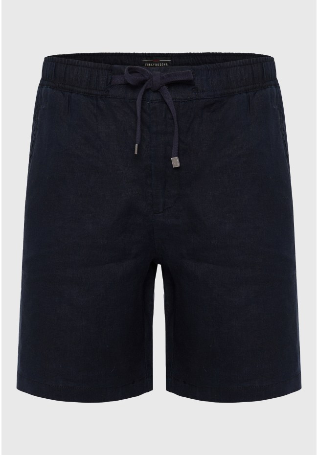 Comfort fit garment dyed λινή βερμούδα