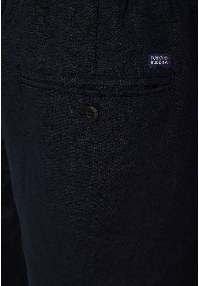 Comfort fit garment dyed λινή βερμούδα