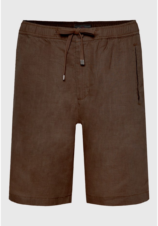 Comfort fit garment dyed λινή βερμούδα