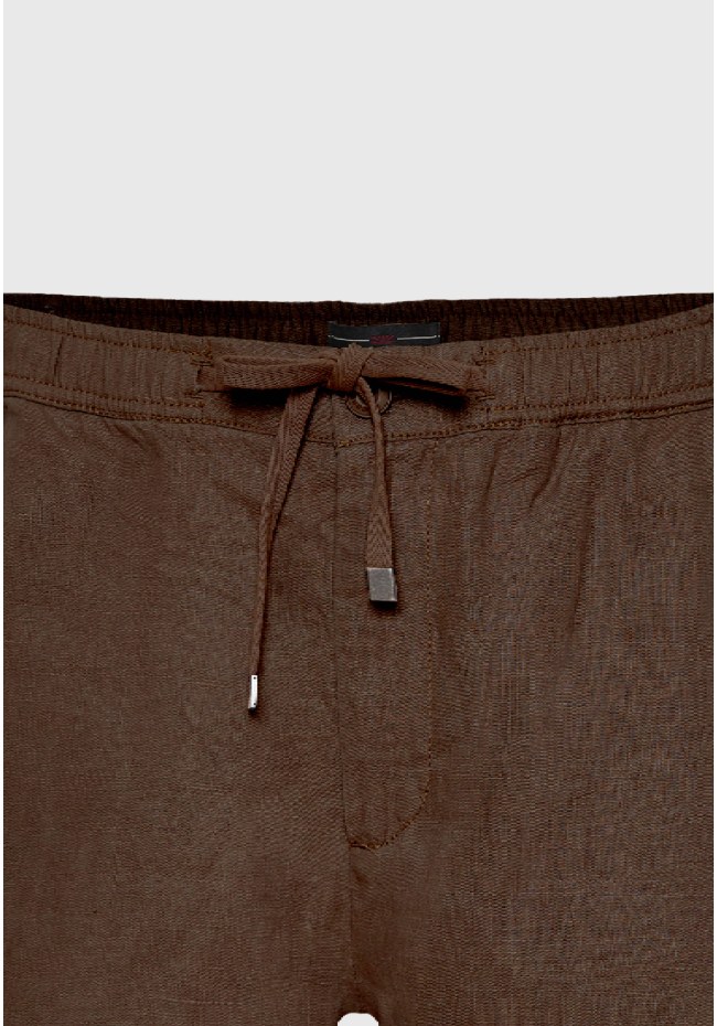 Comfort fit garment dyed λινή βερμούδα