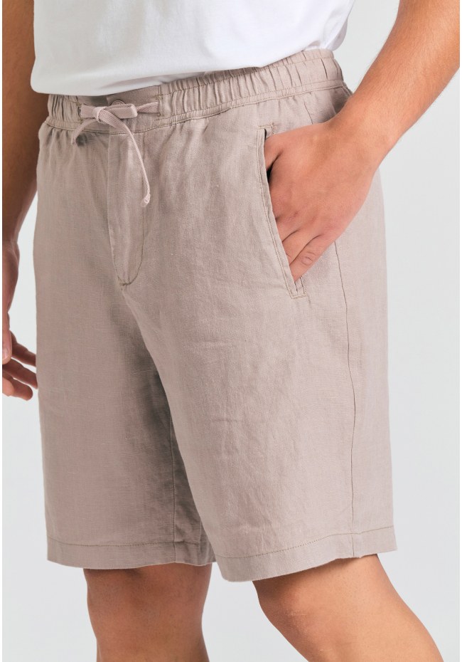 Comfort fit garment dyed λινή βερμούδα