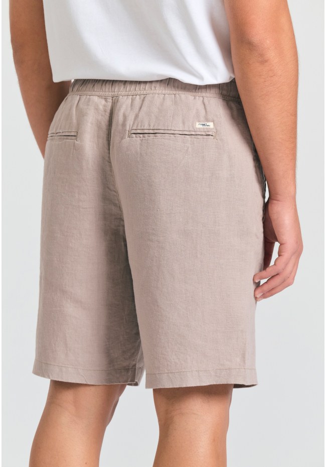 Comfort fit garment dyed λινή βερμούδα