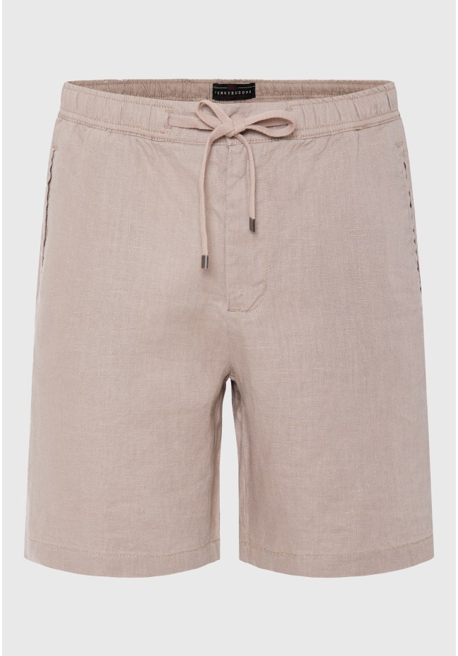 Comfort fit garment dyed λινή βερμούδα