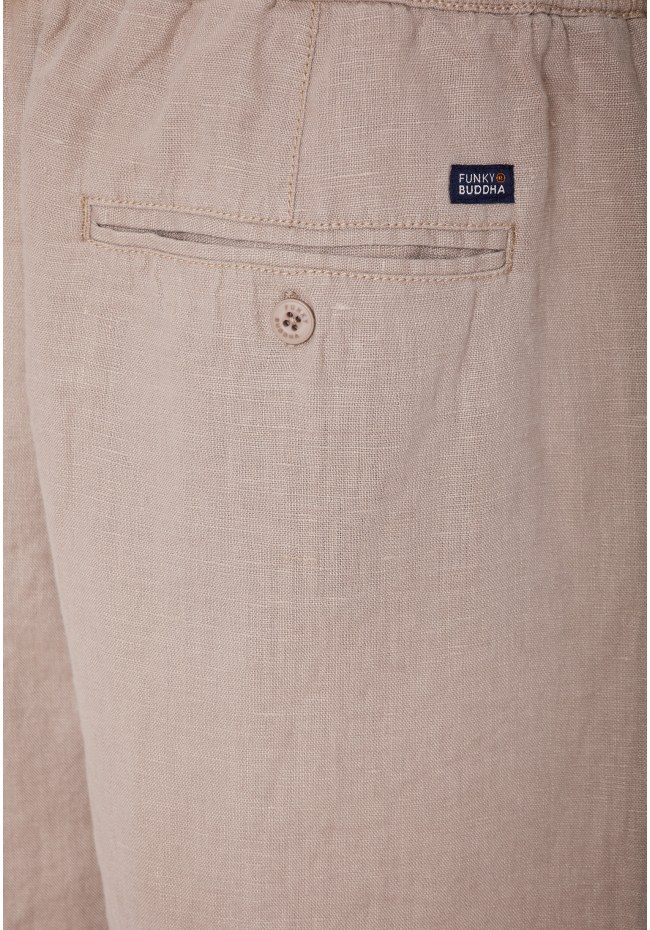 Comfort fit garment dyed λινή βερμούδα