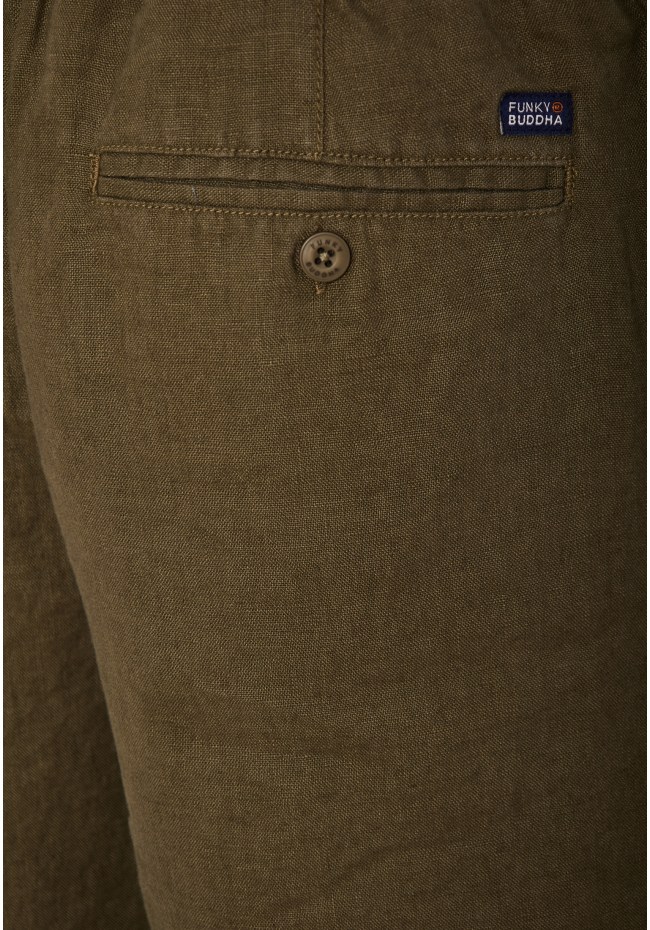 Comfort fit garment dyed λινή βερμούδα