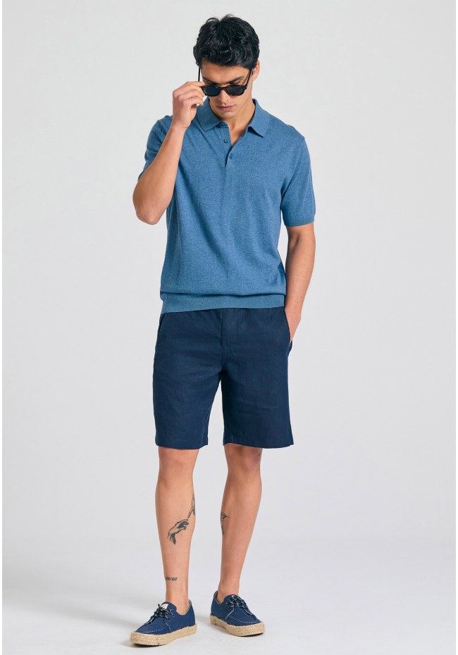 Comfort fit garment dyed λινή βερμούδα