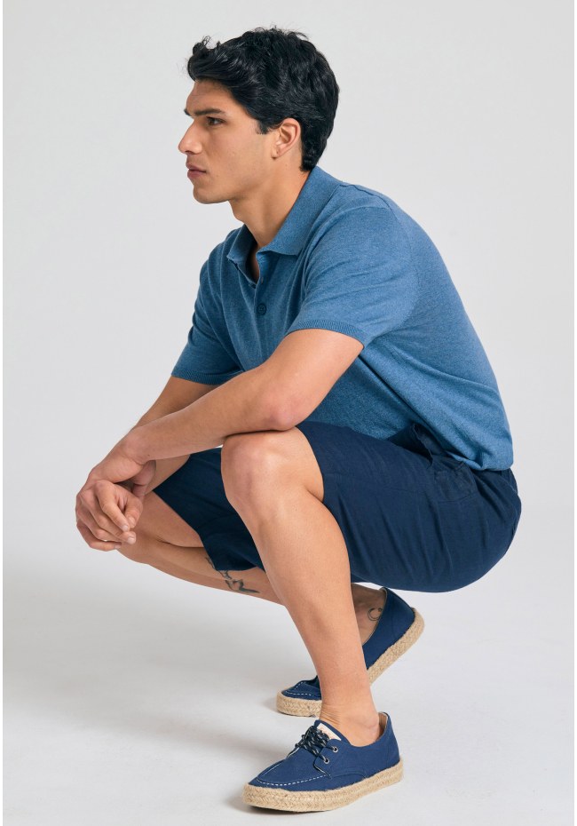 Comfort fit garment dyed λινή βερμούδα