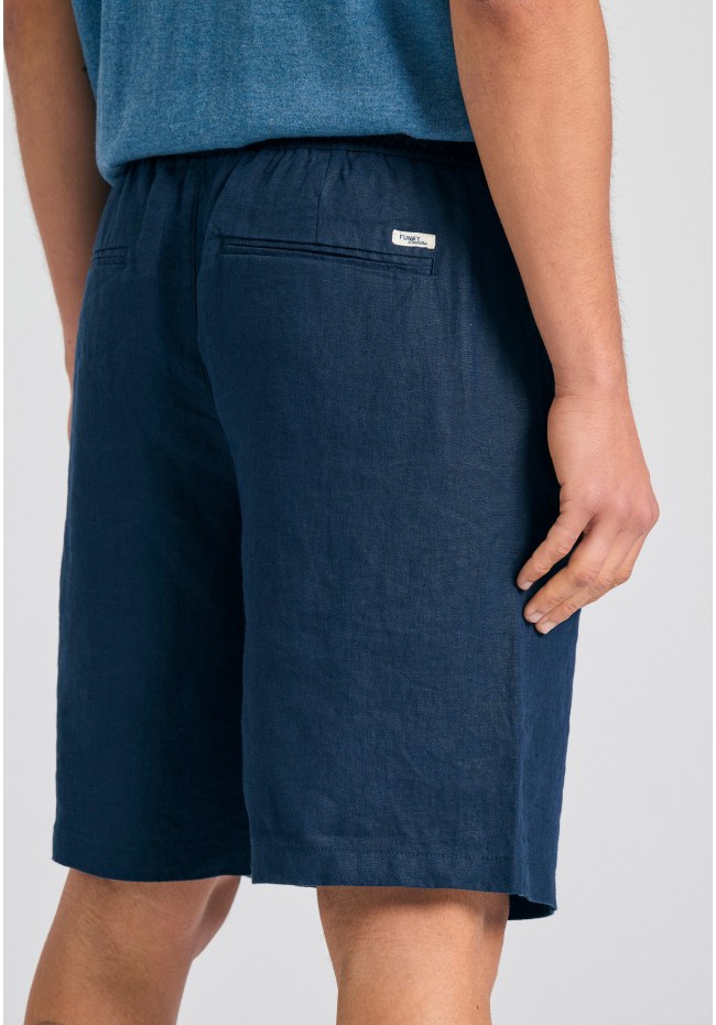 Comfort fit garment dyed λινή βερμούδα