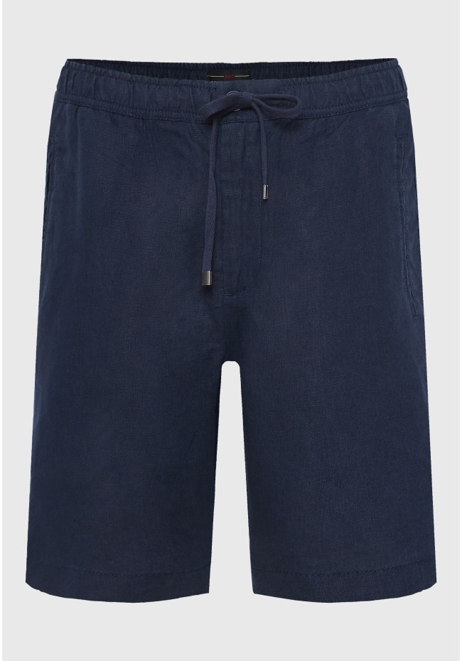 Comfort fit garment dyed λινή βερμούδα