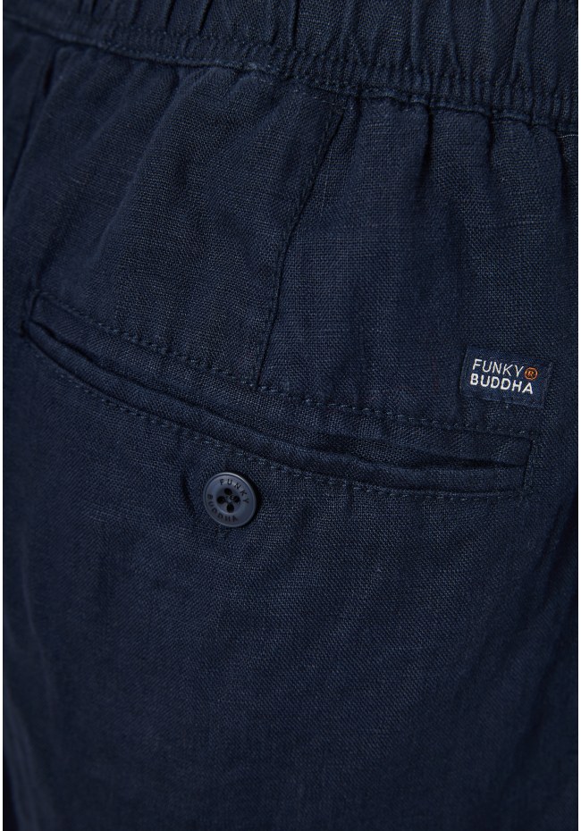 Comfort fit garment dyed λινή βερμούδα