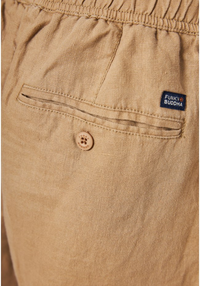 Comfort fit garment dyed λινή βερμούδα