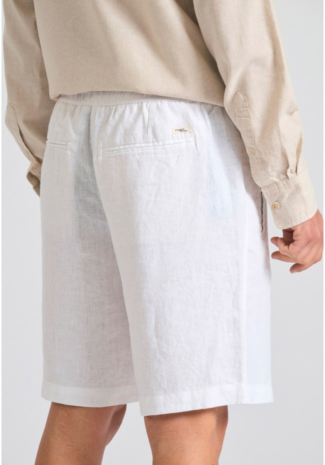 Comfort fit garment dyed λινή βερμούδα