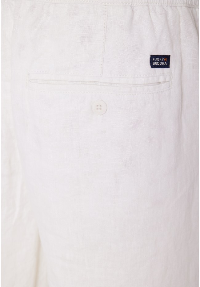 Comfort fit garment dyed λινή βερμούδα