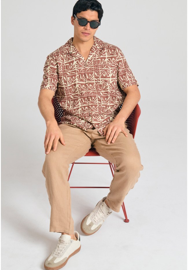 Ανδρικό comfort fit λινό chino παντελόνι