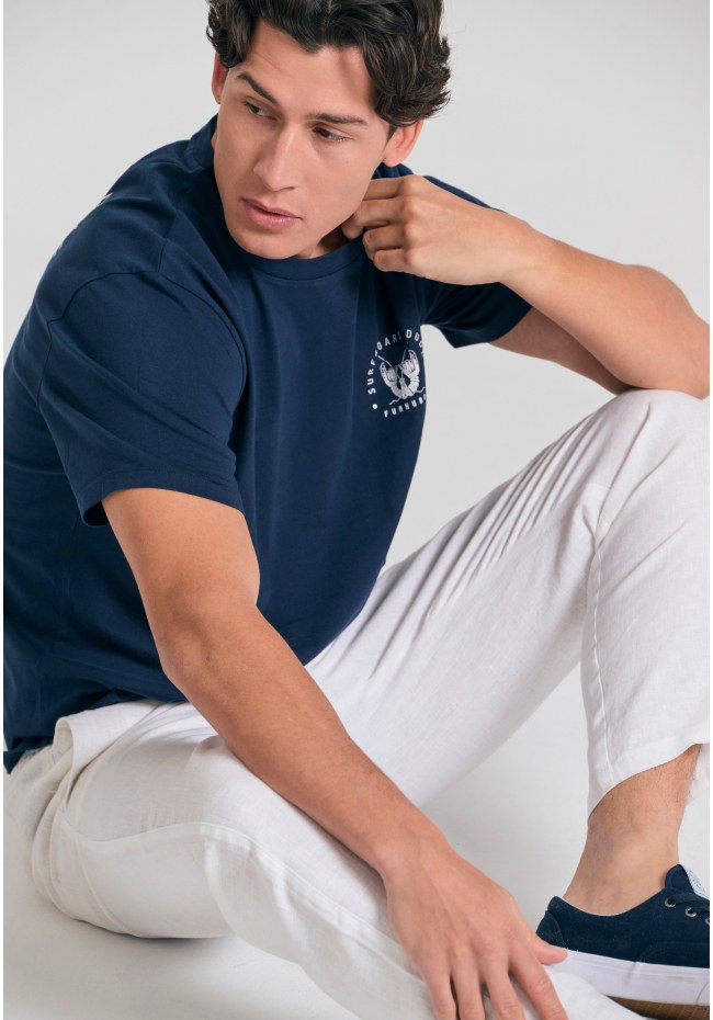 Ανδρικό comfort fit λινό chino παντελόνι