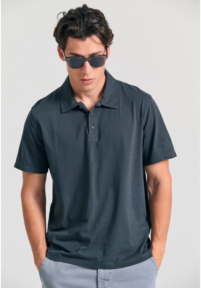 Garment dyed πόλο μπλούζα