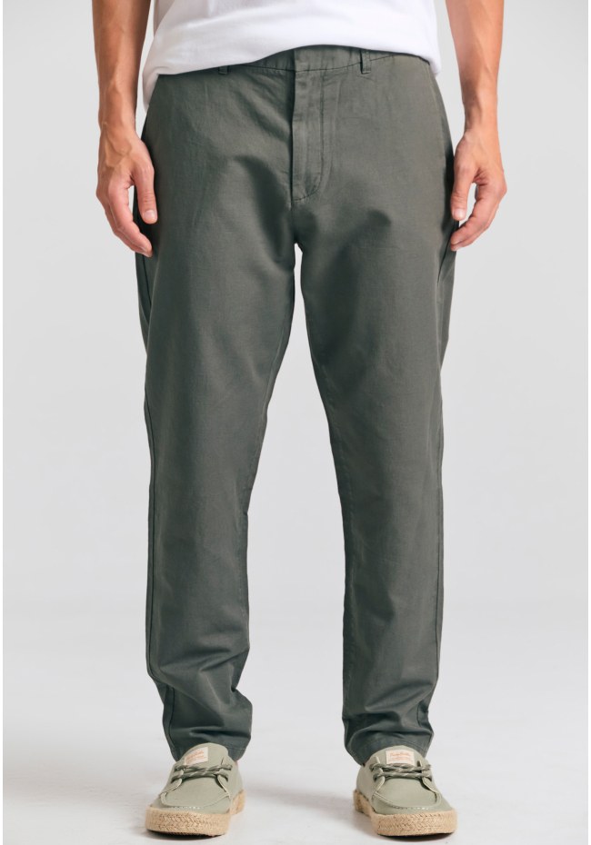 Comfort fit linen blend chino παντελόνι