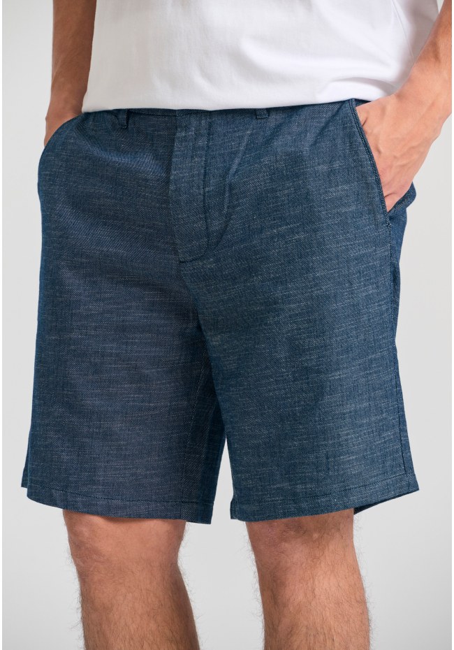 Comfort fit yarn dyed chino βερμούδα με λάστιχο