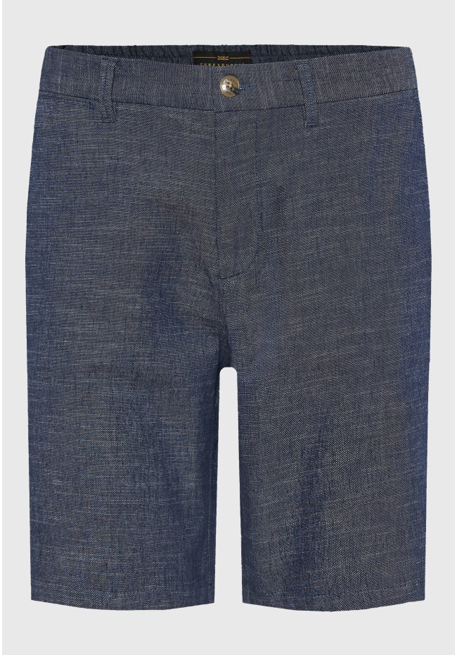 Comfort fit yarn dyed chino βερμούδα με λάστιχο
