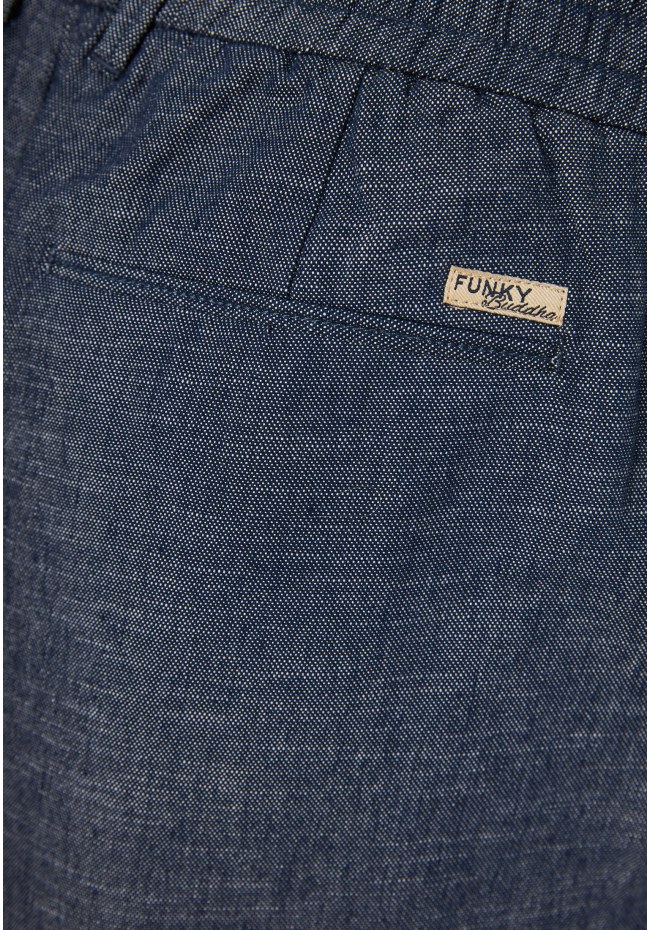 Comfort fit yarn dyed chino βερμούδα με λάστιχο