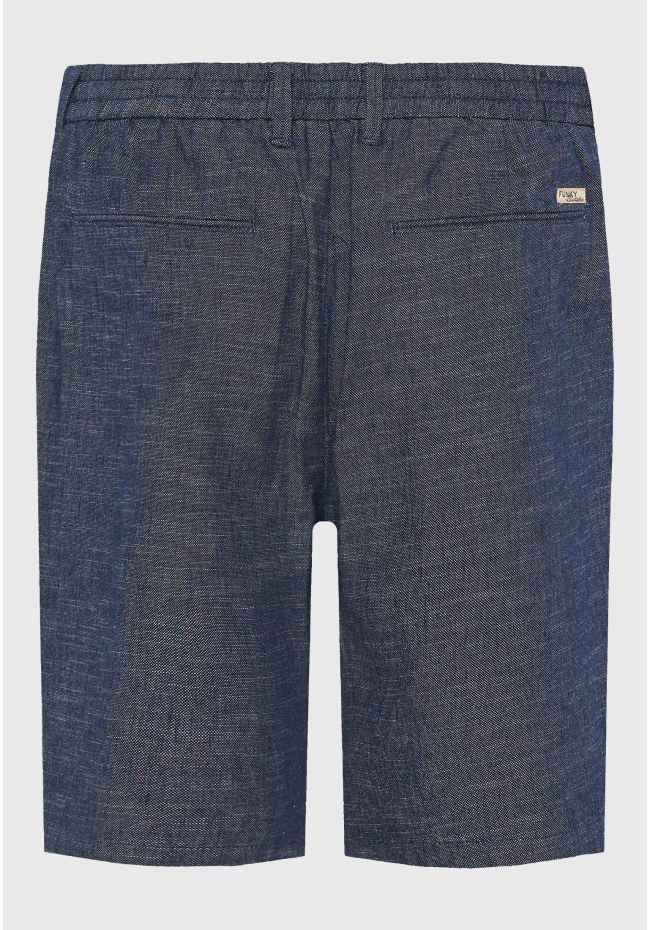 Comfort fit yarn dyed chino βερμούδα με λάστιχο