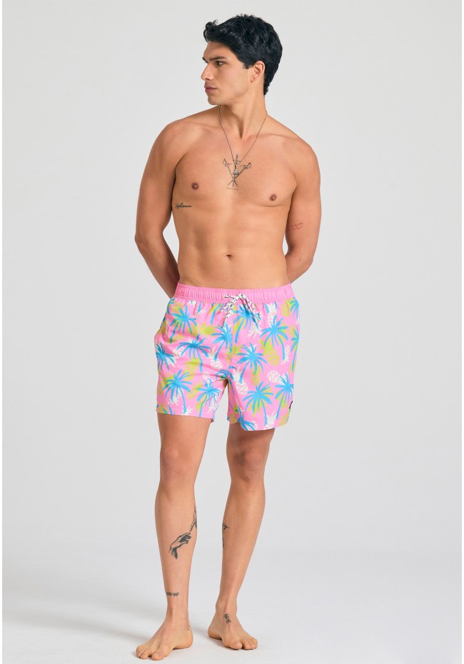 Men's swim shorts with exotic print