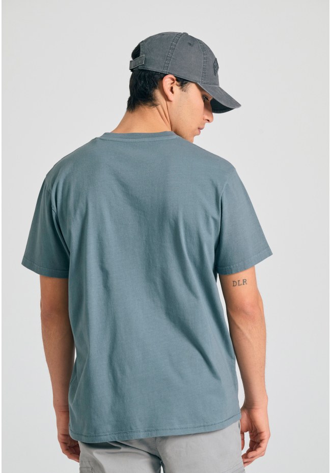 T-shirt με graphic τύπωμα FBM011-032-04_STEEL GREY| funky-buddha.com