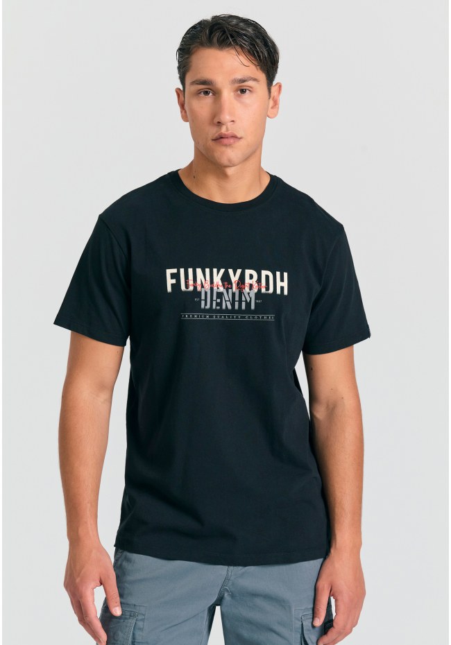 T-shirt με faded τύπωμα στο στήθος