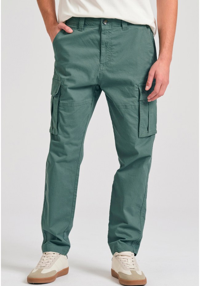 Tapered fit cargo παντελόνι σε ζακάρ ύφανση